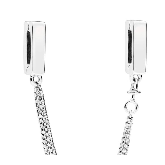 Pandora - Reflexions Bracelet with Safety Chain Clip Charm - Silver - Picture 9 of 14